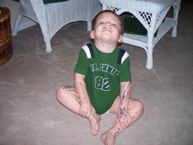 Thu 31 Jan 2008 09:07:17 PM

Andrew colored himself with a marker when mom wasn't watching closely enough.