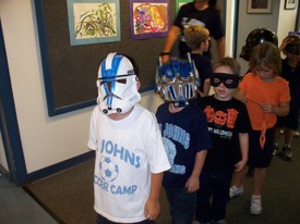 Fri 29 Oct 2010 02:21:01 PM

Halloween celebration day at Andrew's school. Dad was still a week from returning to work and was able to attend with Gracie and Mom. This is a shot of Andrew in the mask parade.