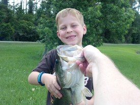 Sun 20 May 2012 06:08:10 PM

Andrew's first bass, caught all by himself in our favorite lake in the CCOP.