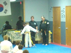 Mon 11 Nov 2013 06:26:32 PM

Award ceremony for yellow belt with a black stripe.