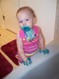 Sun 30 May 2010 08:11:53 AM

Andrew left his Cars stamp where Gracie could reach it and this was the result.